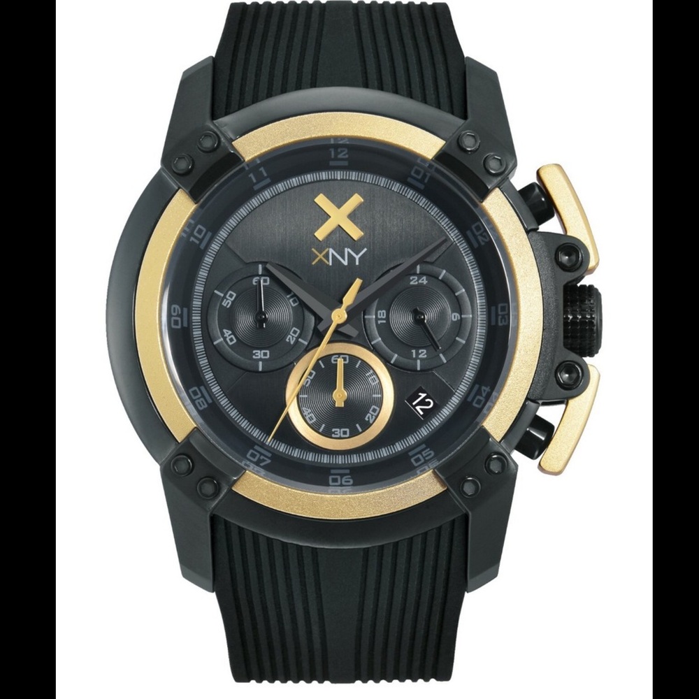 Men's XNY Black and Gold Chronograph Watch